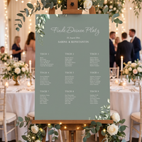 Sitzplan Hochzeit „Greenery Oliv“ – Personalisierter Sitzplan DIN A2