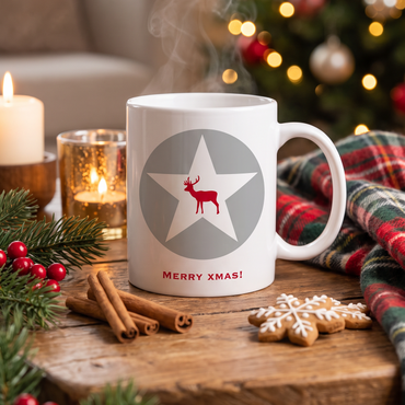 Keramik Tasse Weihnachten „Merry X-MAS“ – Moderne Weihnachtstasse