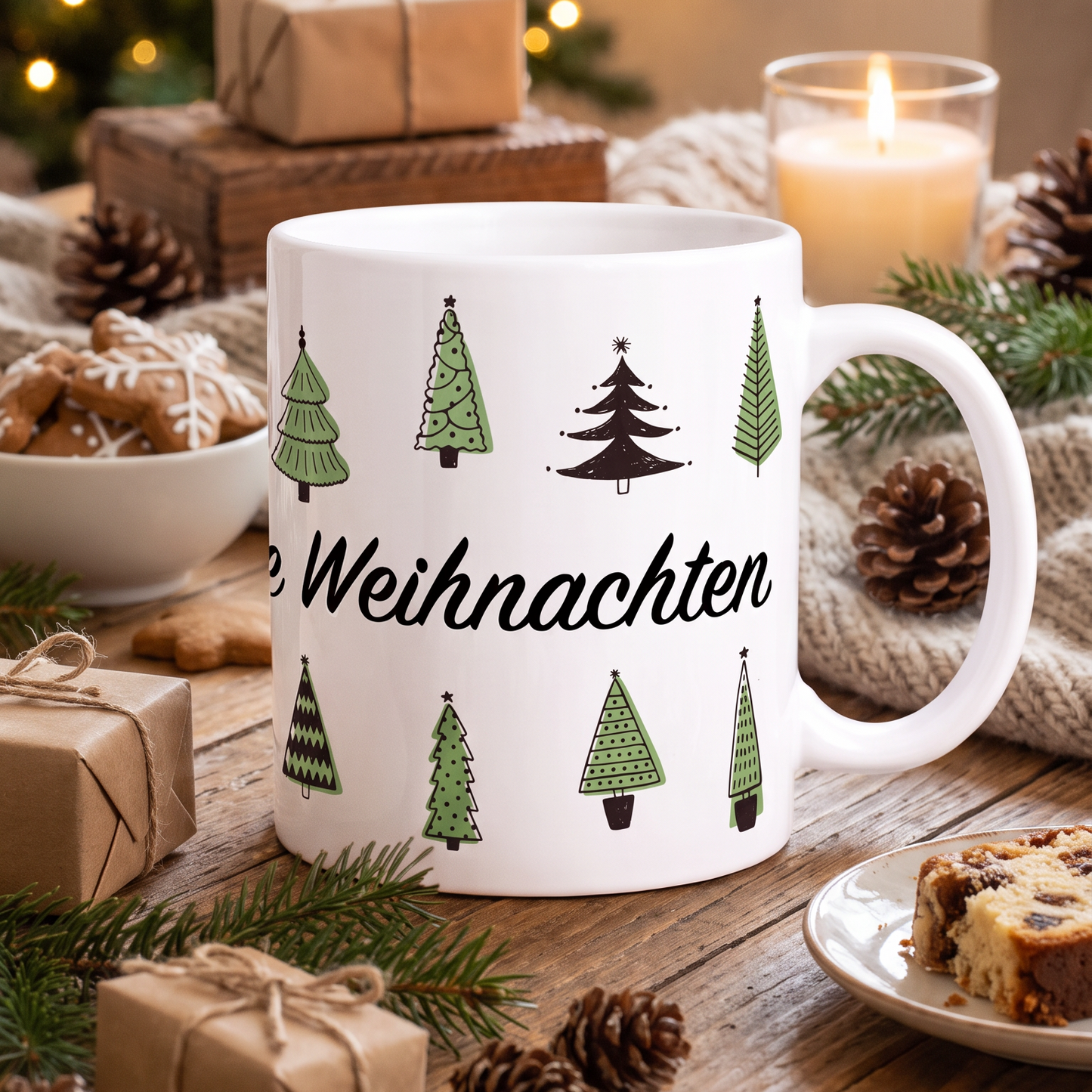 Keramik Tasse Weihnachten „Frohe Weihnachten“ – Klassische Weihnachtstasse
