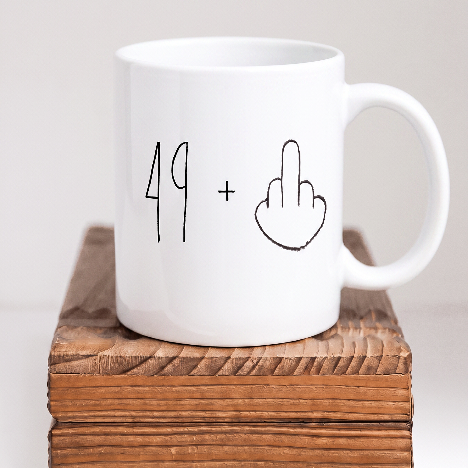 Lustige Keramik Tasse 50 Geburtstag Mittelfinger, Witziges Geschenk 50er Spruch, Retro Kaffeetasse 49+ Becher