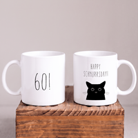 Keramik-Tasse „Happy Schnurrsday“ – Lustige Geburtstagstasse zum 60. Geburtstag