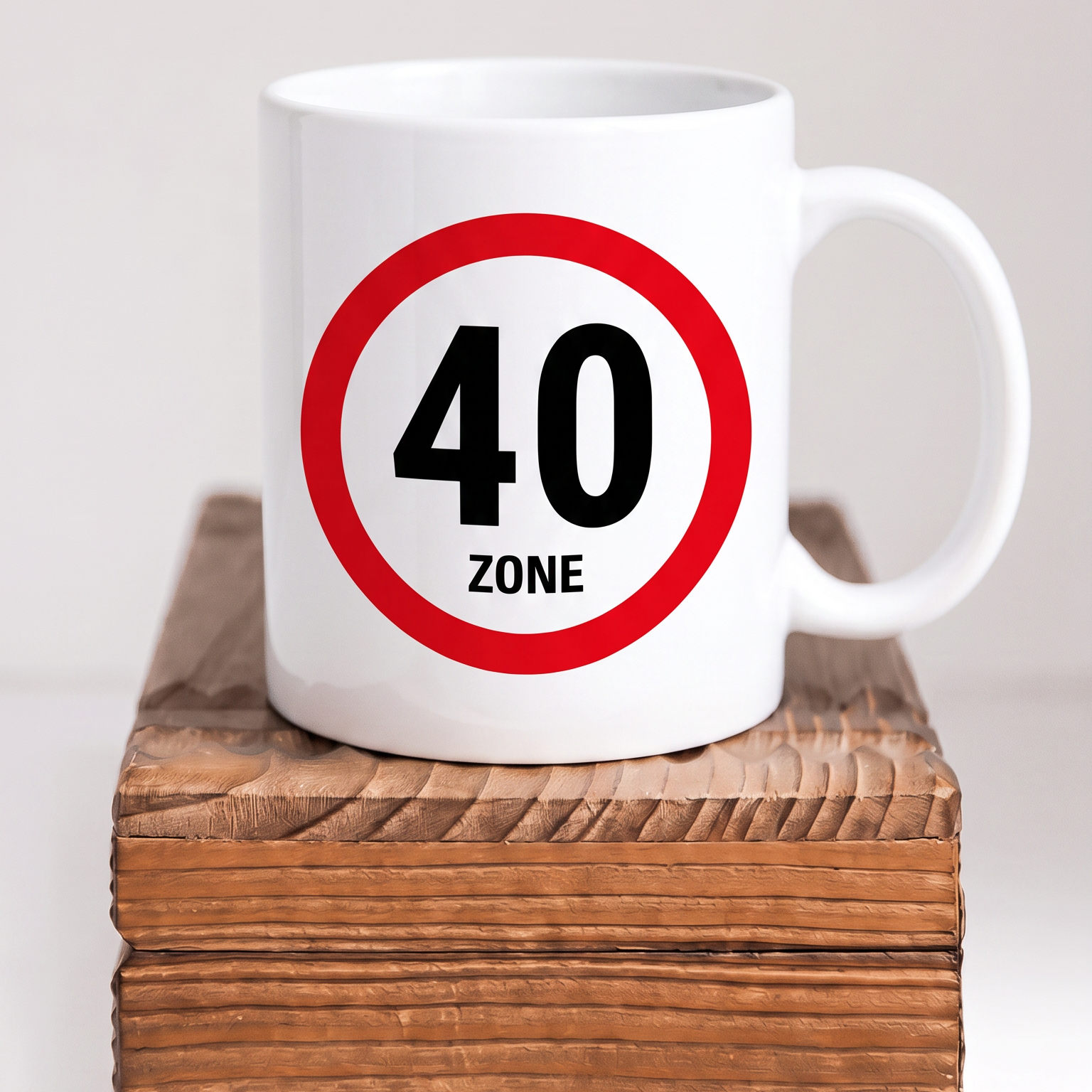 Lustige Keramik Tasse 40 Geburtstag Zone 40 Schild, Witziges Geschenk