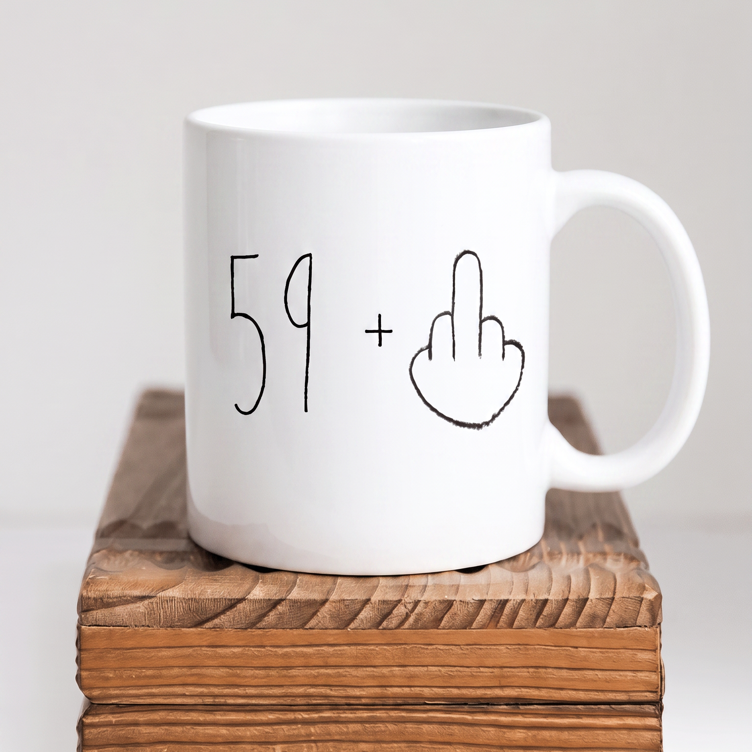 Lustige Keramik Tasse 60 Geburtstag Mittelfinger, Witziges Geschenk 60er Spruch, retro Kaffeetasse 59+ Becher