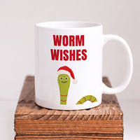Keramik Tasse Weihnachten „Worm Wishes“ – Witzige Weihnachtstasse