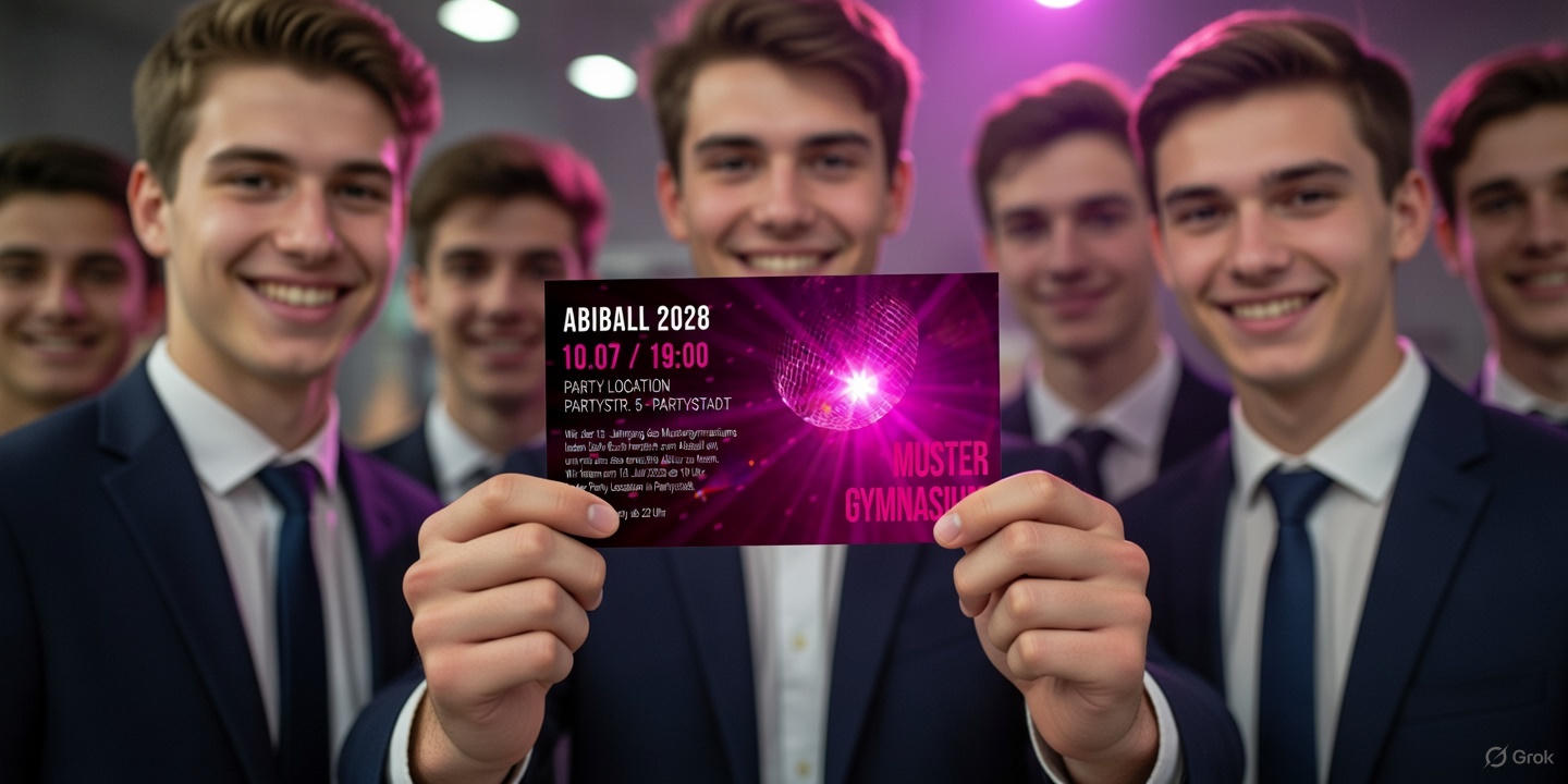 Einladung Abiball Discokugel – Abiball Einladung lila | Glamour Party Karte