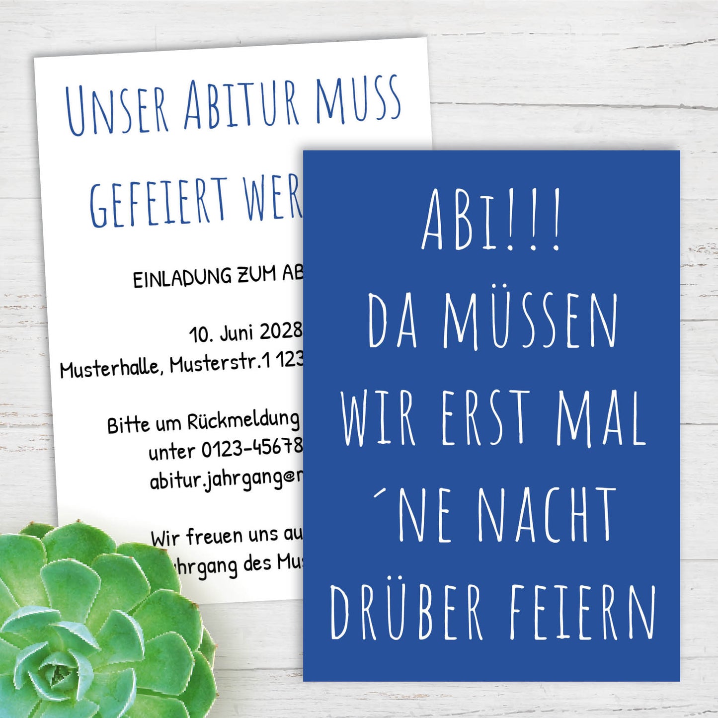 Abiball Einladung – Nacht drüber feiern – Blau und voll personalisierbar - Individuelle Einladung