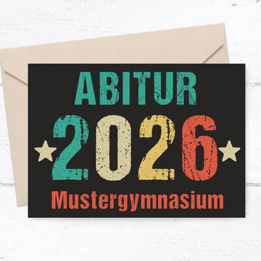 Einladung Abiball Vintage – Personalisierte Einladungskarte mit Textfeld & Retro Stil - Individuelle Einladung