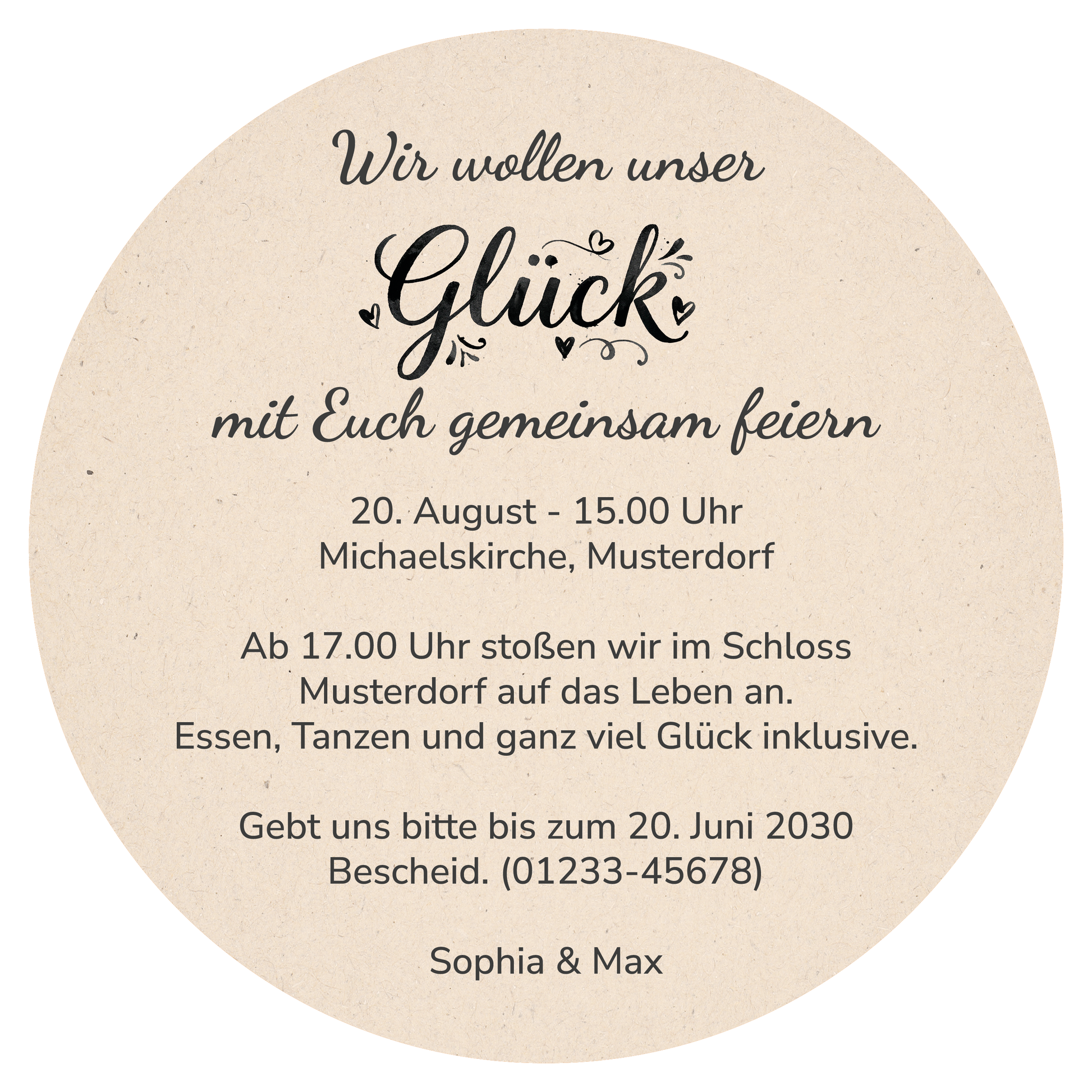 Einladung Hochzeit Bierdeckel „JA“ – Edle Kalligraphie - beidseitig bedruckt - Individuelle Einladung