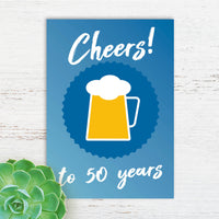 Glückwunschkarte 50 Geburtstag – Originelle Bier Motiv Postkarte DIN A6 – Hochwertige Karte