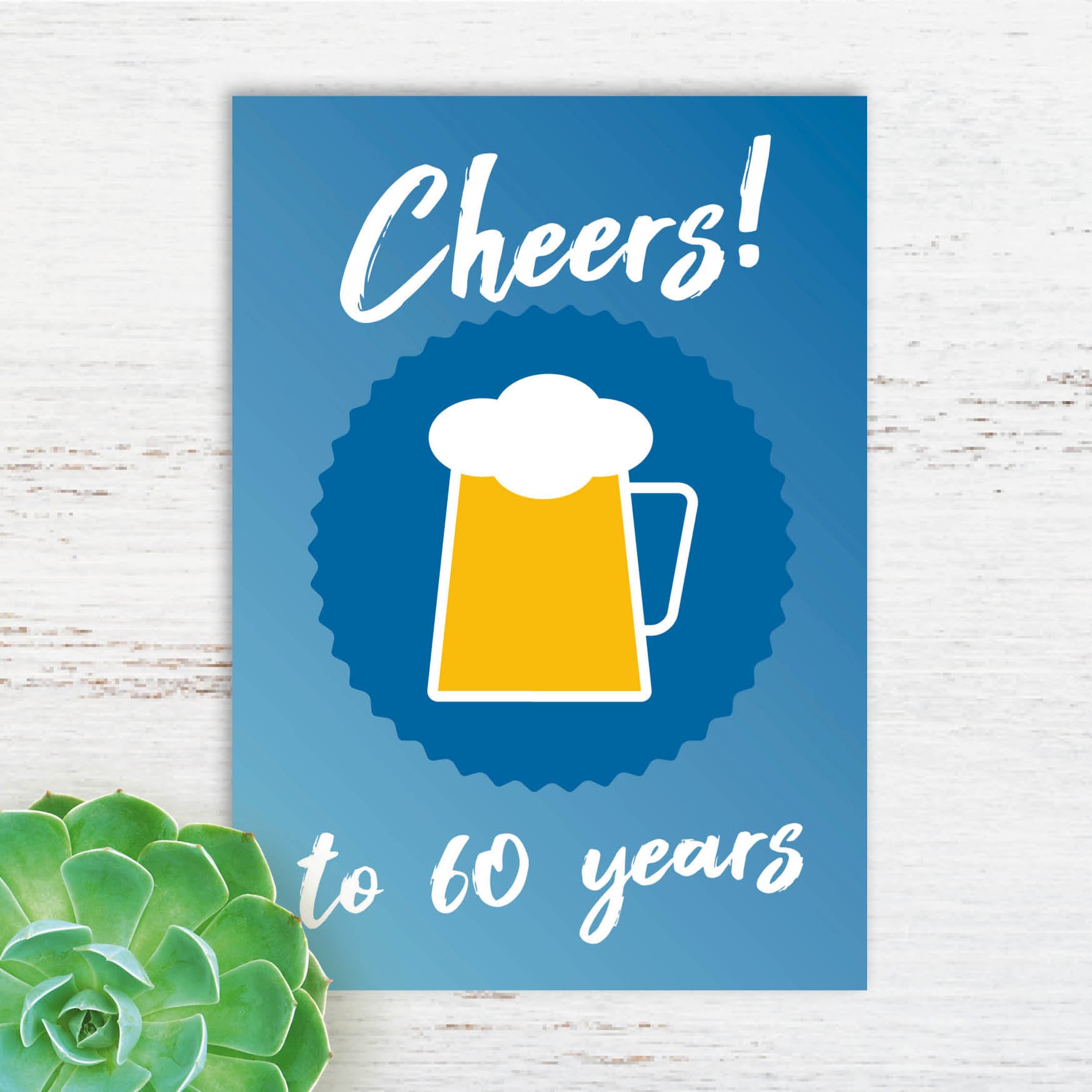 Glückwunschkarte 60 Geburtstag – Originelle Bier Motiv Postkarte DIN A6 – Hochwertige Karte - Individuelle Einladung