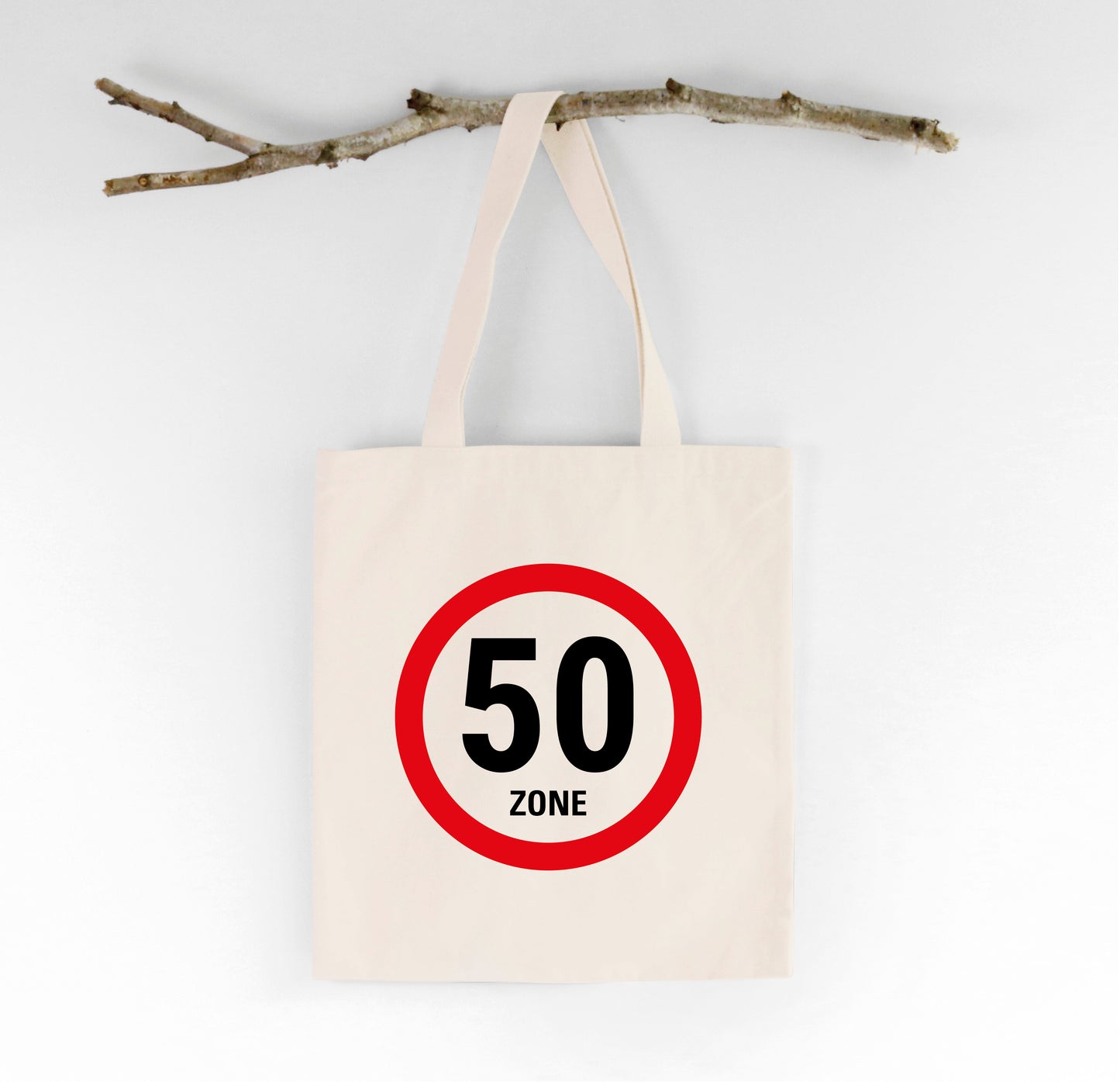 Bio-Stoffbeutel „Zone 50“ | Lustige Geschenkidee zum 50. Geburtstag