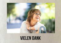 Danksagung Geburtstag: Naturpapier mit Foto