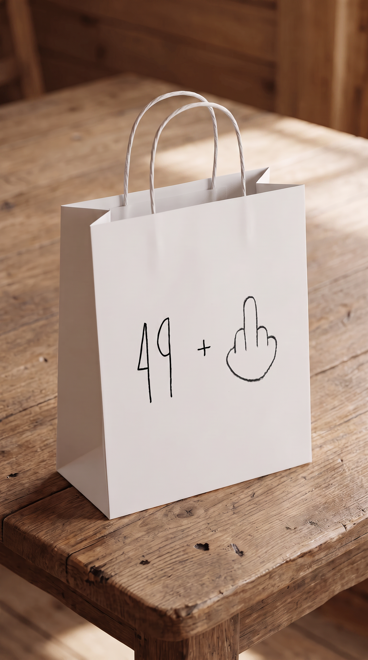 Lustige Geschenktüte "49+ Mittelfinger" – Freche Geschenktasche zum 50. Geburtstag