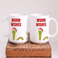 Keramik Tasse Weihnachten „Worm Wishes“ – Witzige Weihnachtstasse