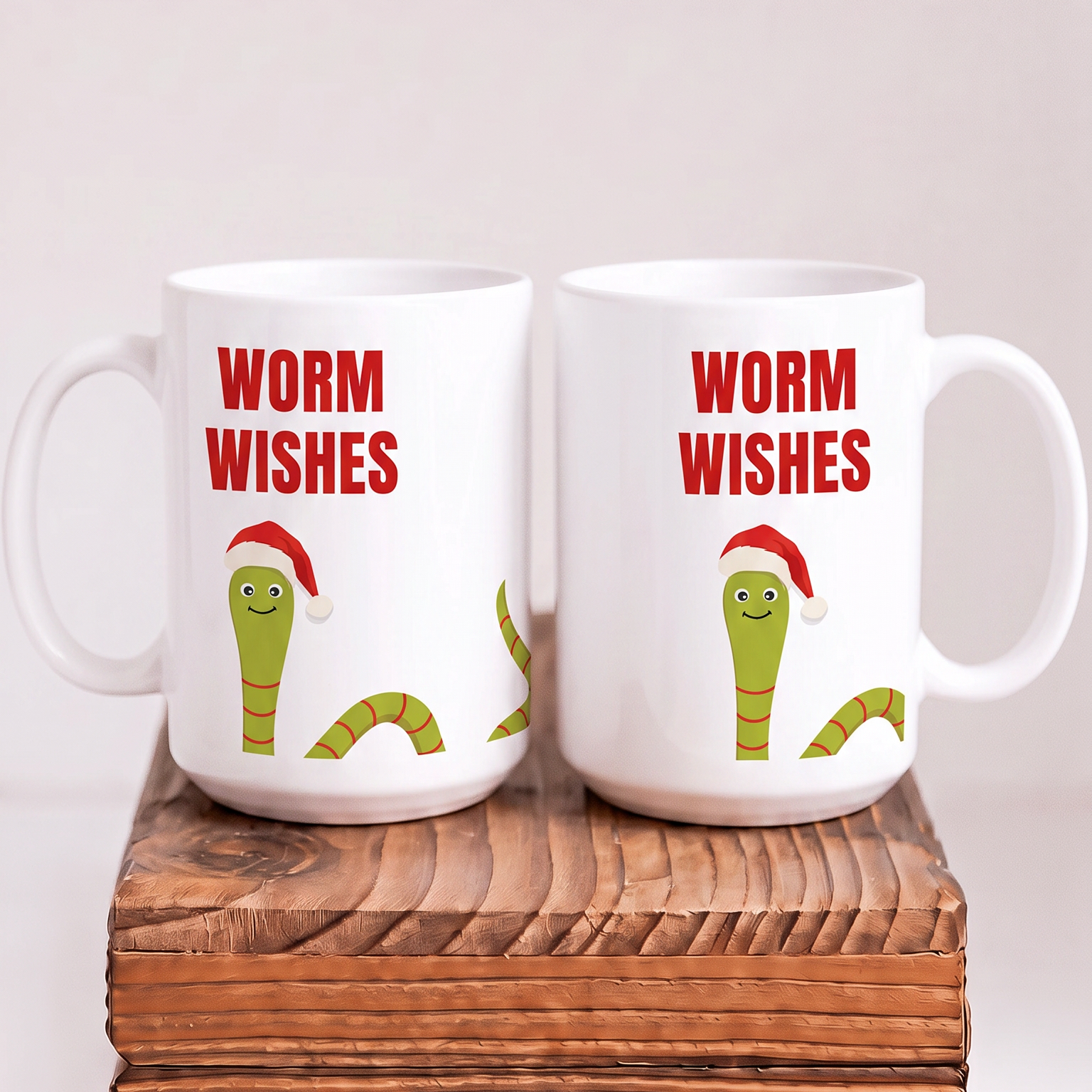 Keramik Tasse Weihnachten „Worm Wishes“ – Witzige Weihnachtstasse