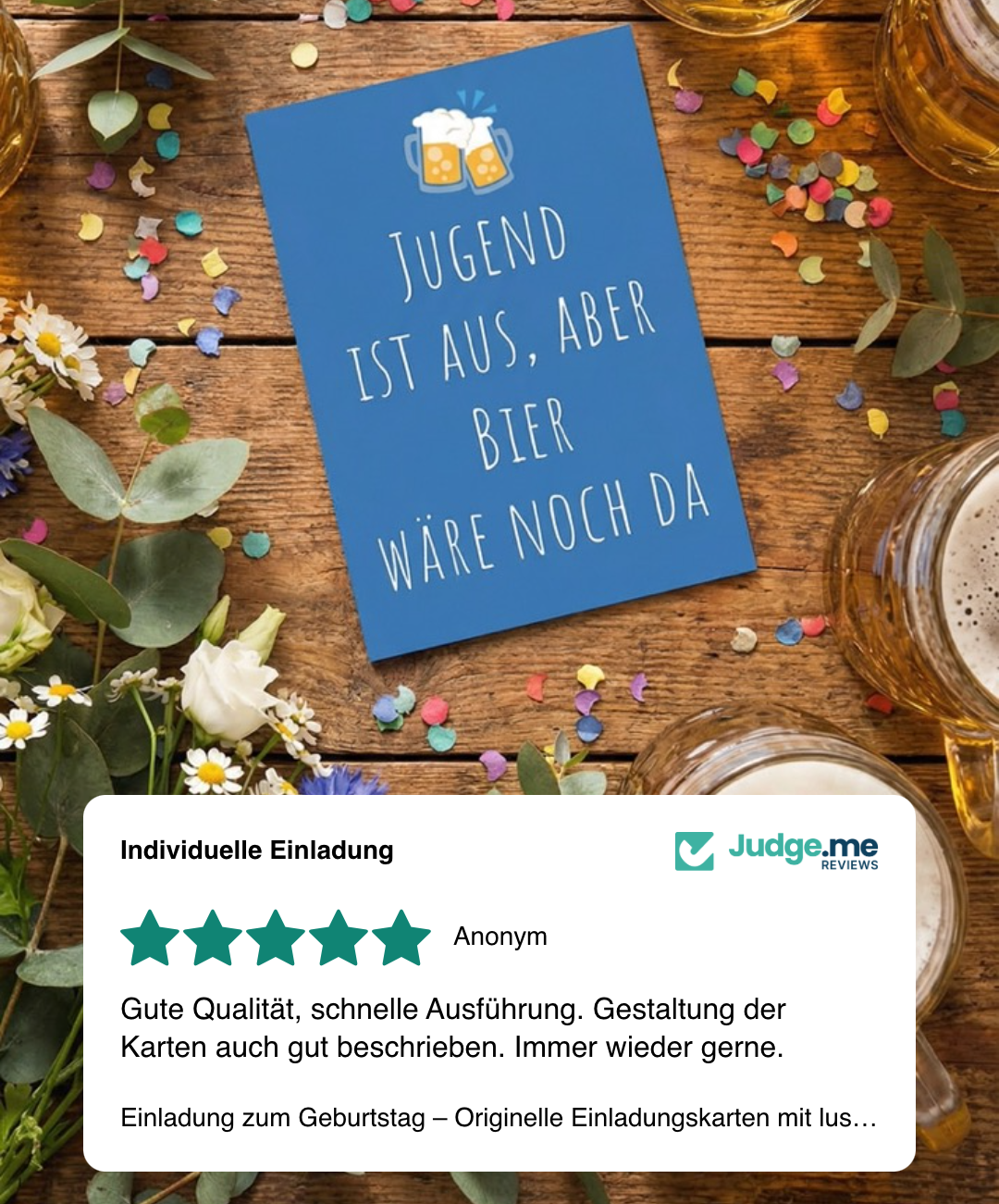 Einladung zum Geburtstag – Originelle Einladungskarten mit lustigem Spruch Jugend ist aus