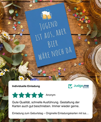 Einladung zum Geburtstag – Originelle Einladungskarten mit lustigem Spruch Jugend ist aus