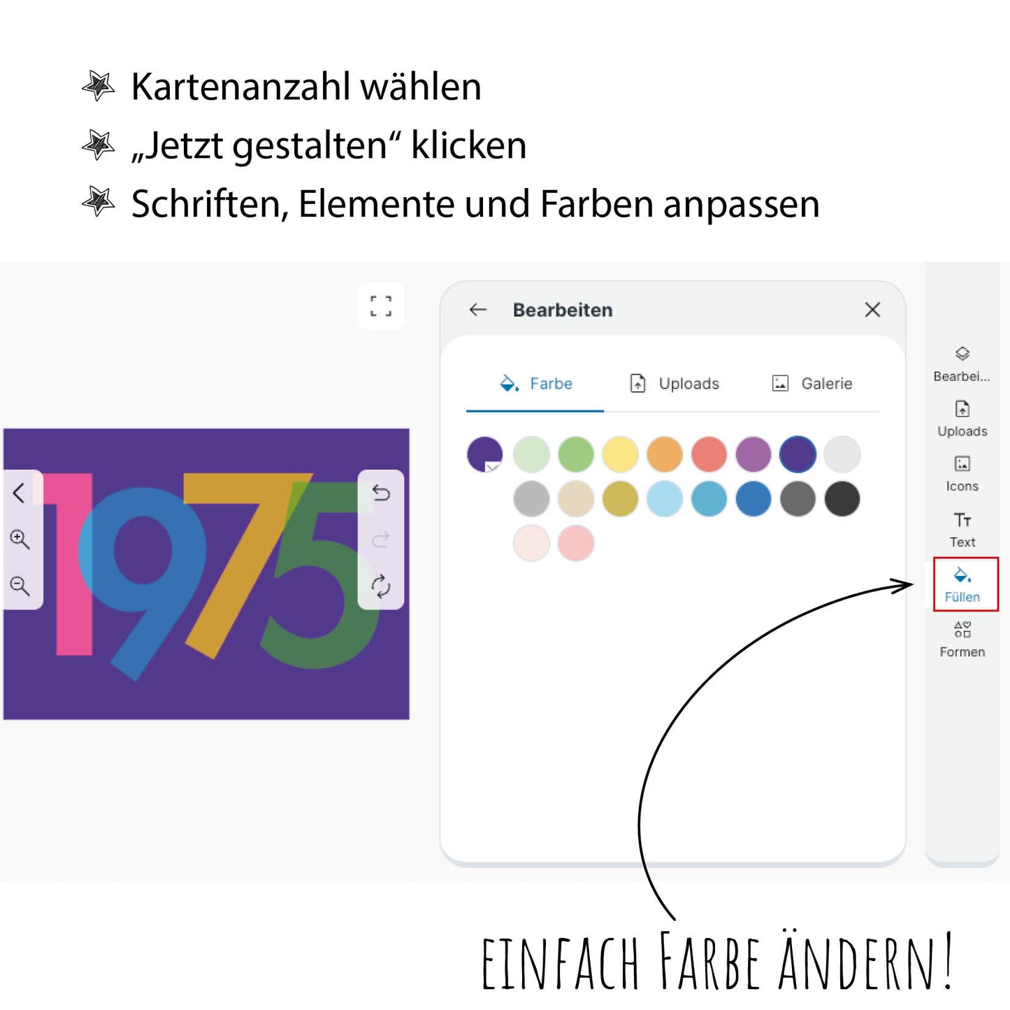 Einladung zum 50. Geburtstag: Jahreszahl 1975