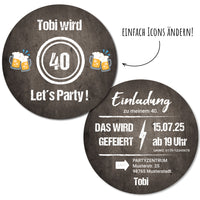 Bierdeckel Einladung: Let´s Party! 40