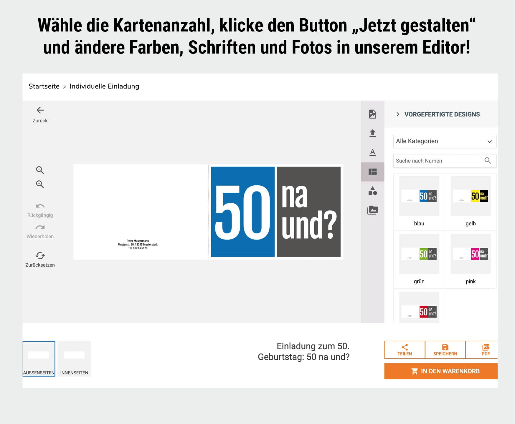 Einladung zum 50. Geburtstag: 50 na und? - Individuelle Einladung