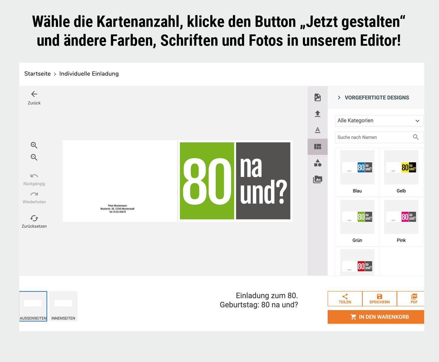 Einladung zum 80. Geburtstag: 80 na und?
