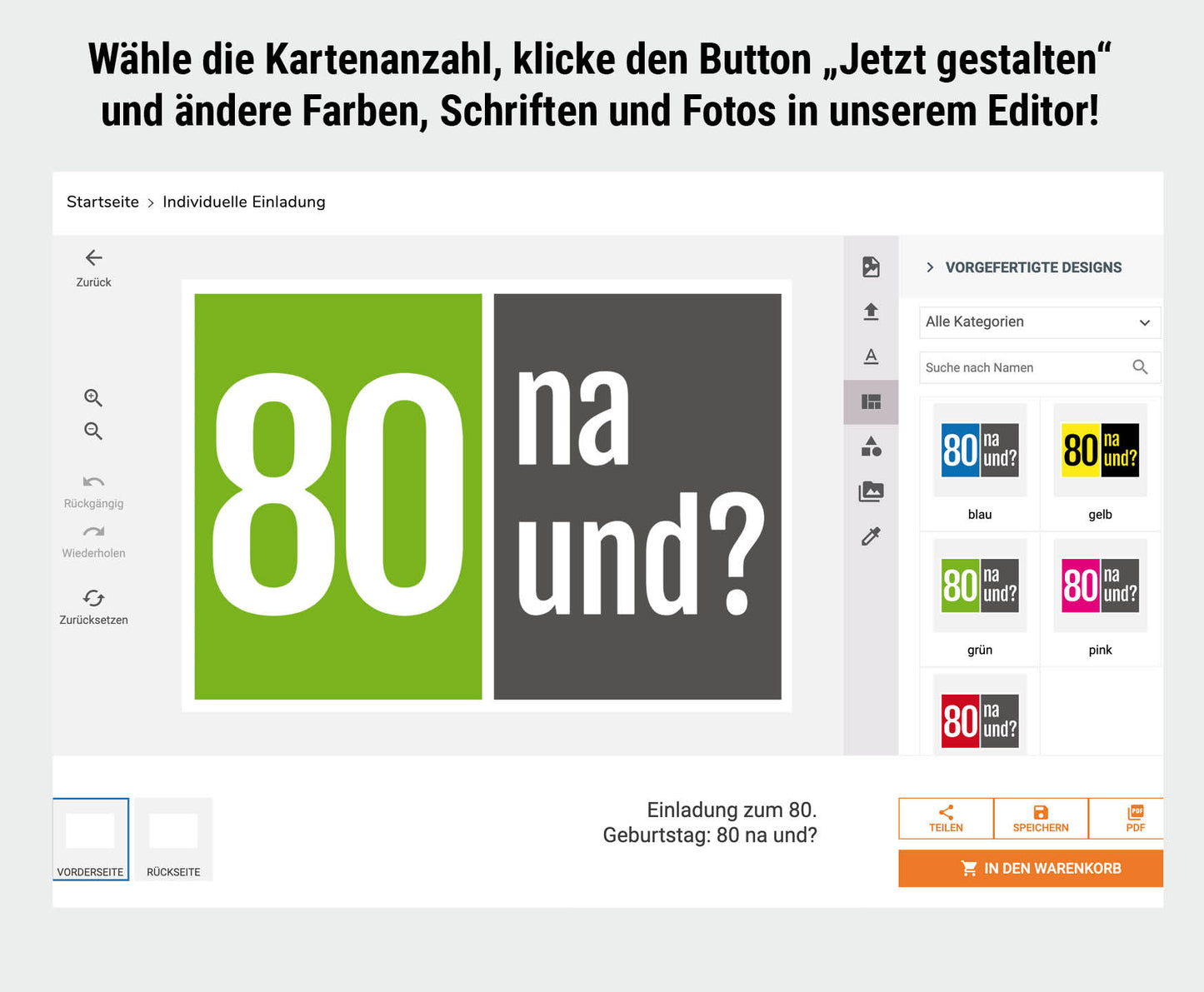 Einladung zum 80. Geburtstag: 80 na und?