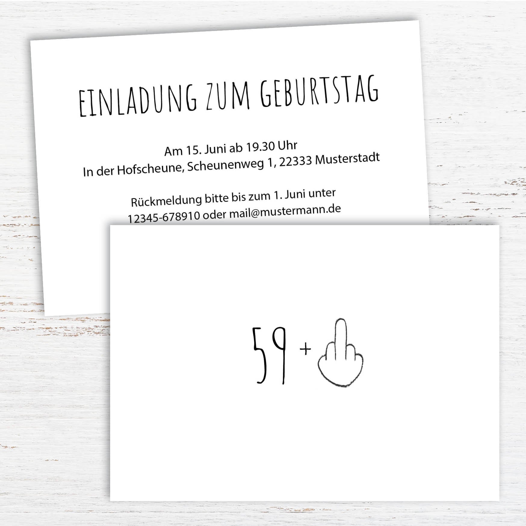 Einladung zum 60. Geburtstag: 59+ Mittelfinger – Frech, charmant & partybereit!