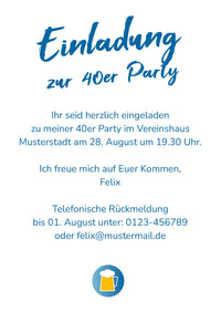 Einladung zum 40. Geburtstag: Cheers -  to 40 years