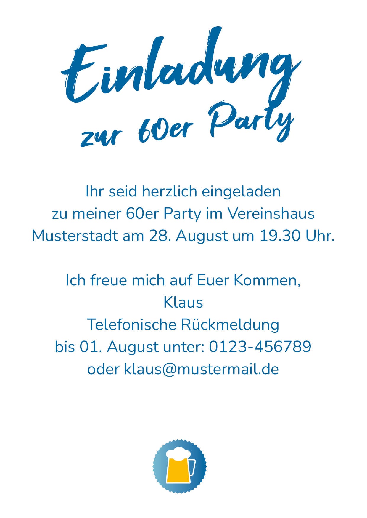 Einladung zum 60. Geburtstag: Cheers - to 60 years