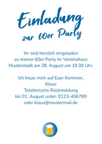Einladung zum 60. Geburtstag: Cheers - to 60 years