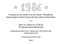 Einladung zum 40. Geburtstag: Born in 1986