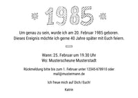 Einladung zum 40. Geburtstag: Born in 1985