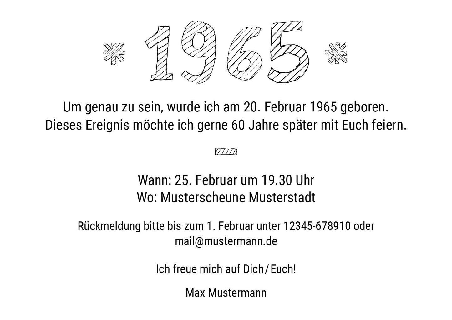 Einladung zum 60. Geburtstag: Born in 1965