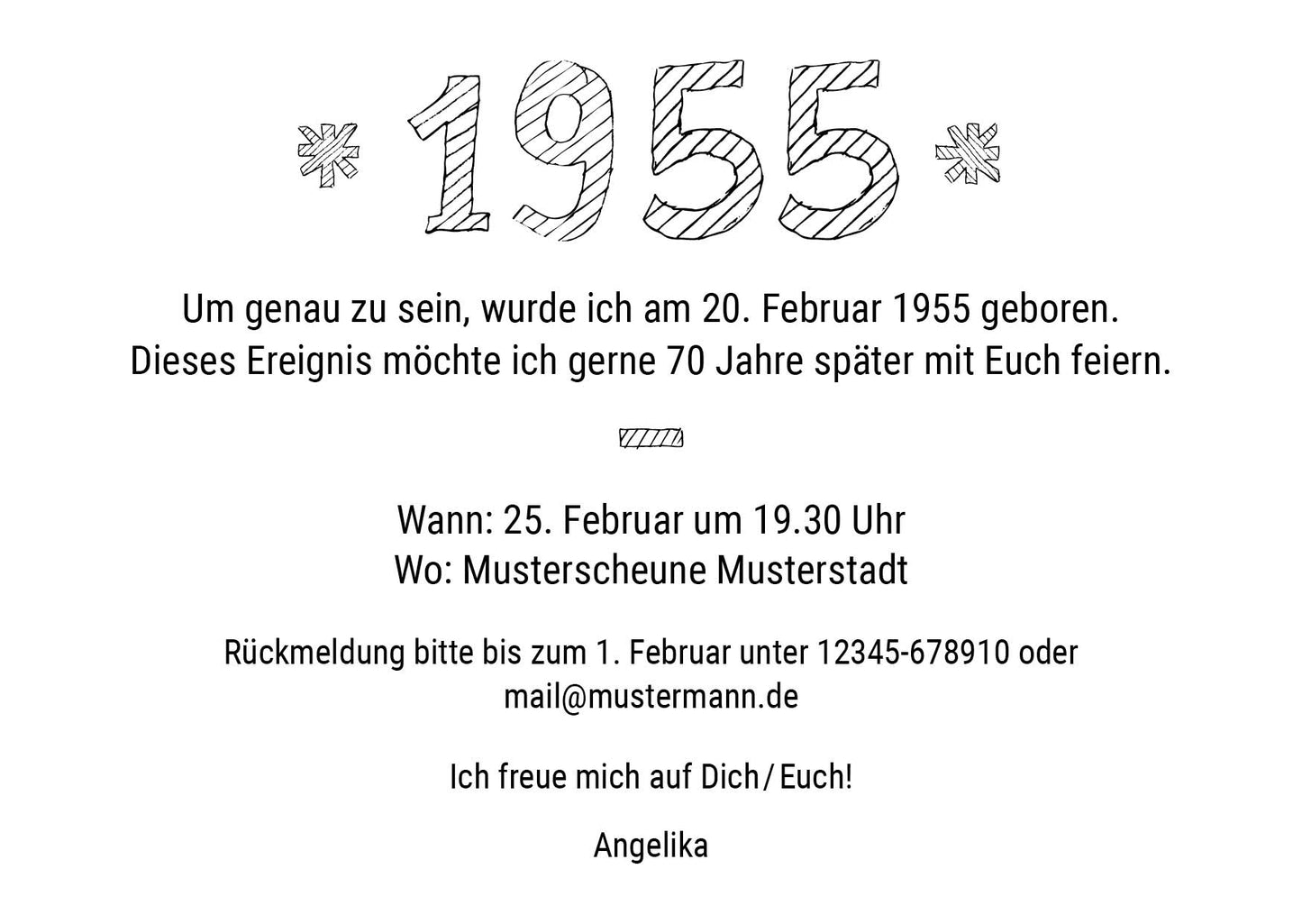 Einladung zum 70. Geburtstag: Born in 1955