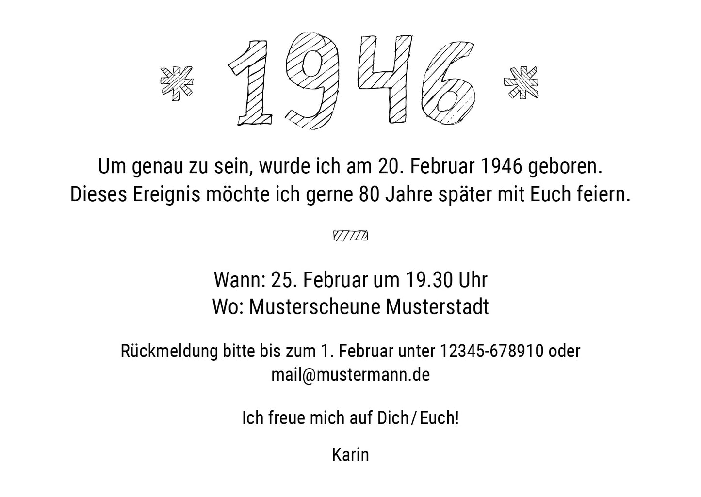 Einladung zum 80. Geburtstag: Born in 1946