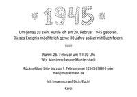 Einladung zum 80. Geburtstag: Born in 1945
