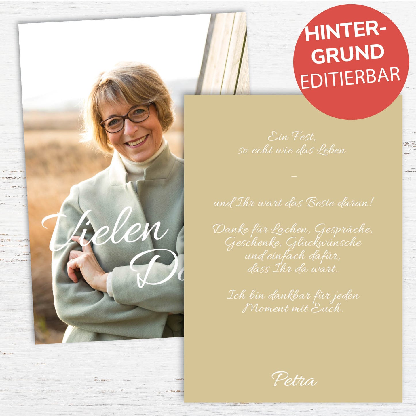 Danksagung Geburtstag: bunt mit Foto hochformat