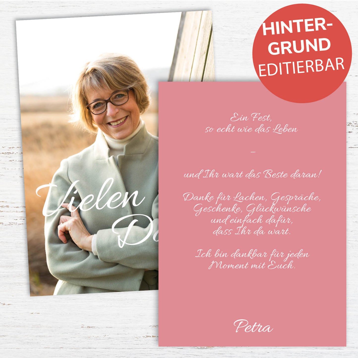 Danksagung Geburtstag: bunt mit Foto hochformat