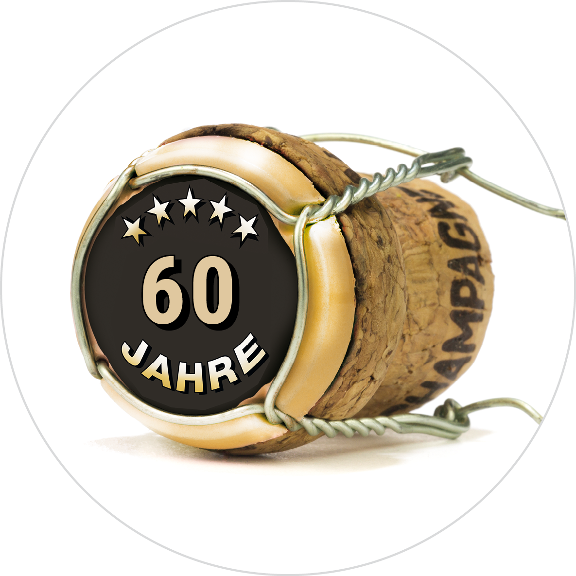 Einladung zum 60. Geburtstag: Champagner Korken