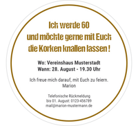 Einladung zum 60. Geburtstag: Champagner Korken
