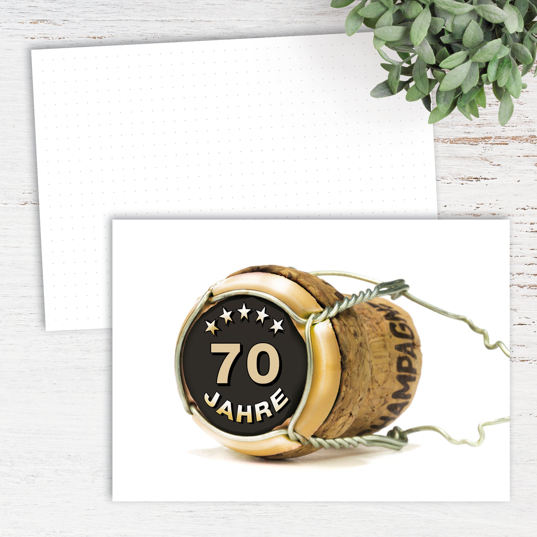 70 Geburtstag Karte – Lustige Geburtstagskarte DIN A6 Mit Champagnerkorken Design - Individuelle Einladung
