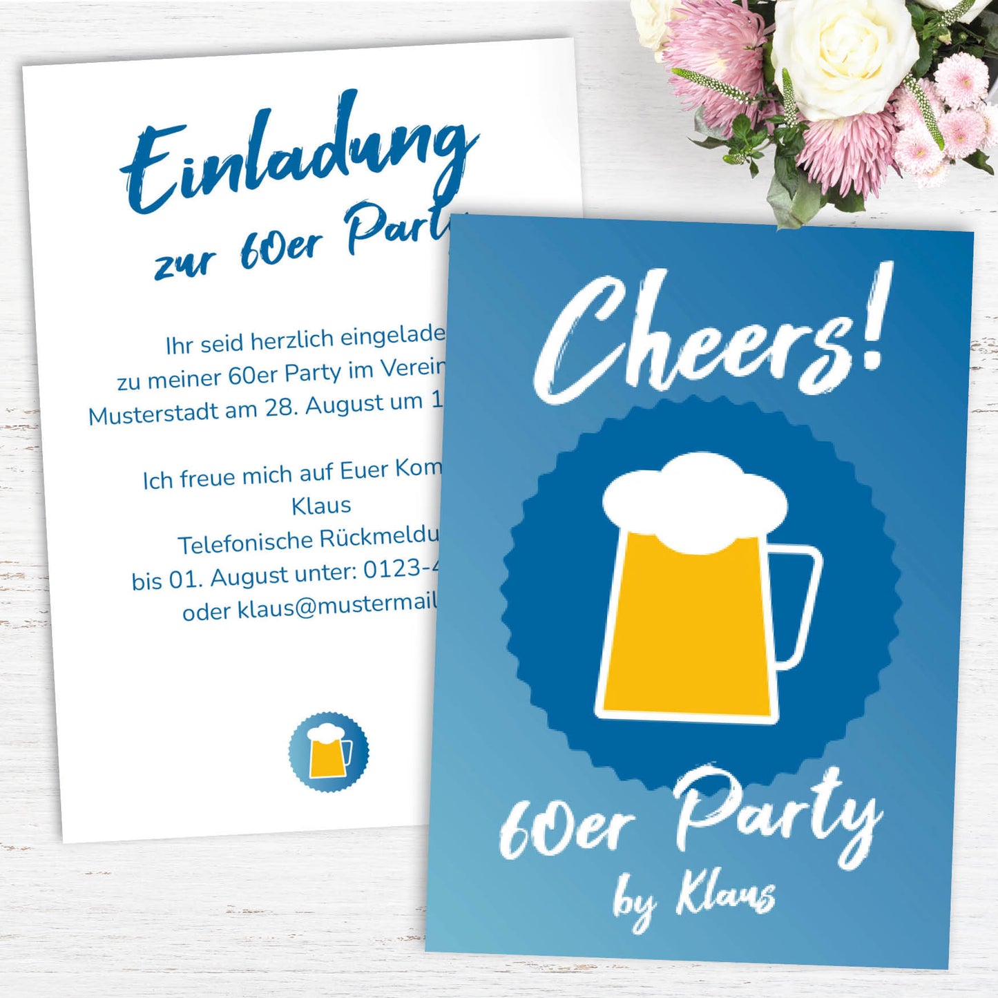 Einladung zum 60. Geburtstag: Cheers - to 60 years