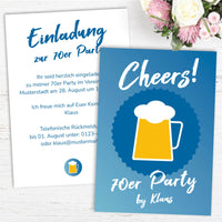 Einladung zum 70. Geburtstag: Cheers - to 70 years