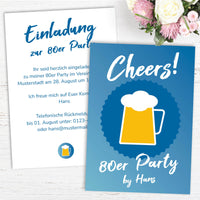 Einladung zum 80. Geburtstag: Cheers - to 80 years