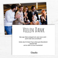 Danksagung Geburtstag: Weiß mit Foto querformat