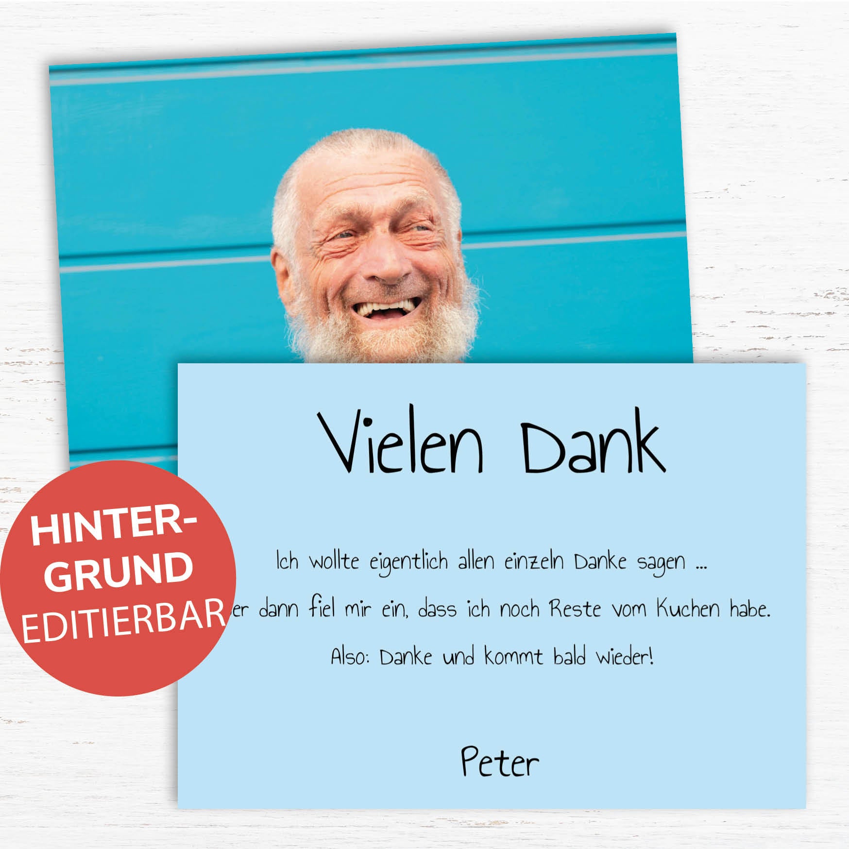 Danksagung Geburtstag: Bunt mit Foto querformat