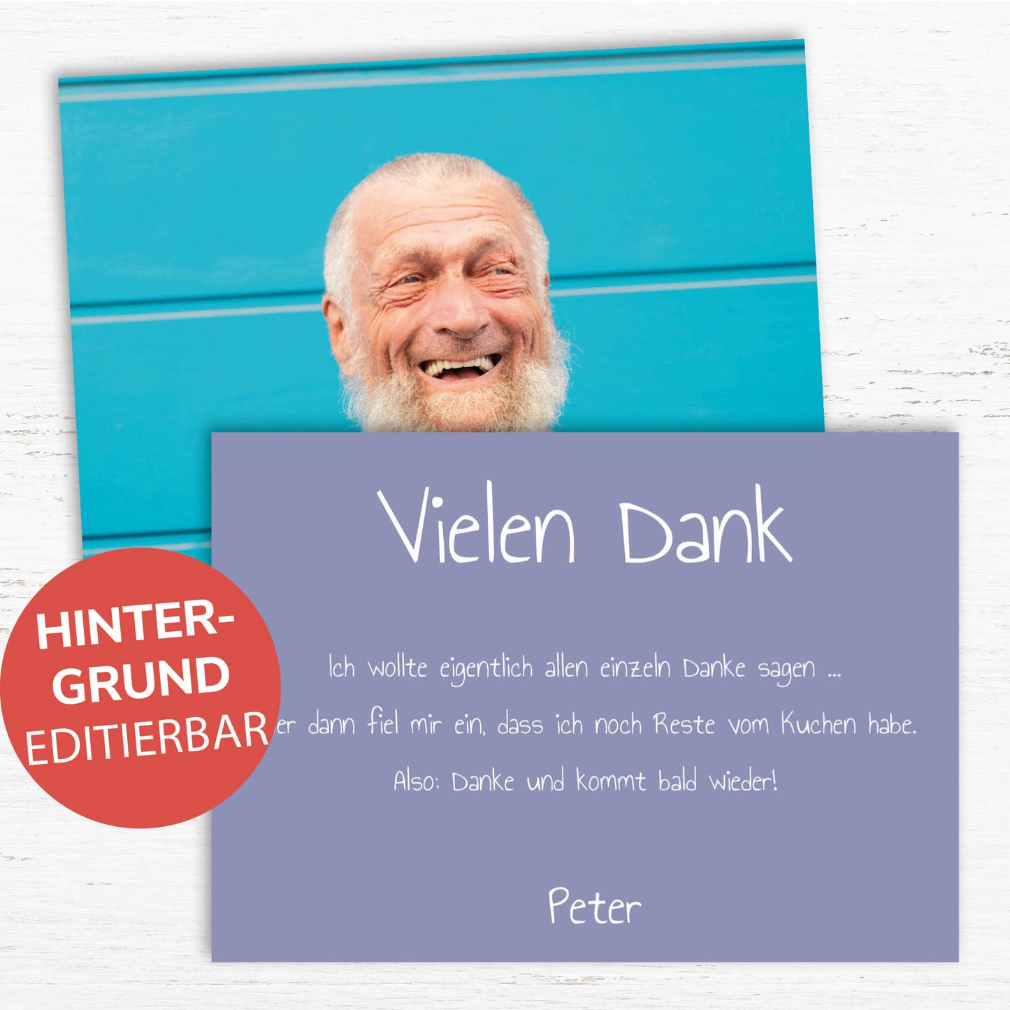 Danksagung Geburtstag: Bunt mit Foto querformat