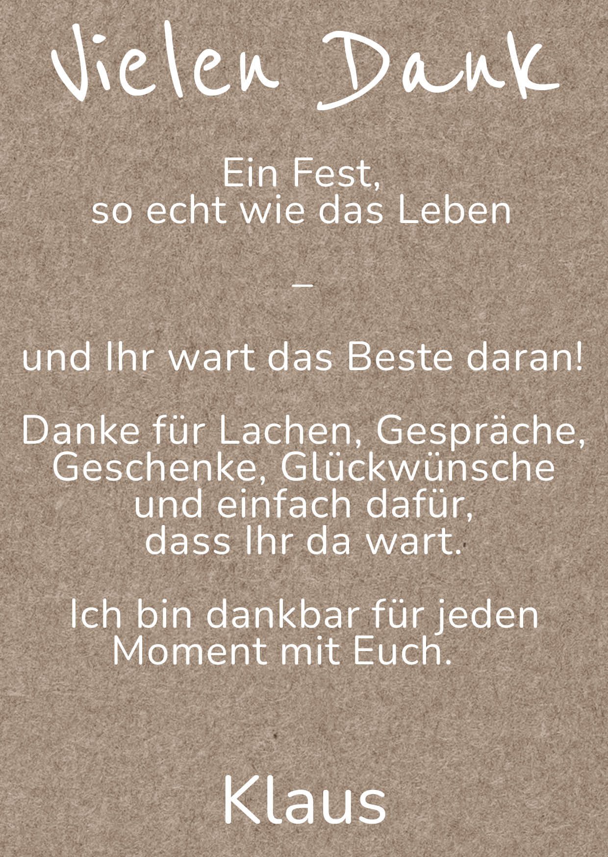 Danksagung Geburtstag: Rustikal mit Foto