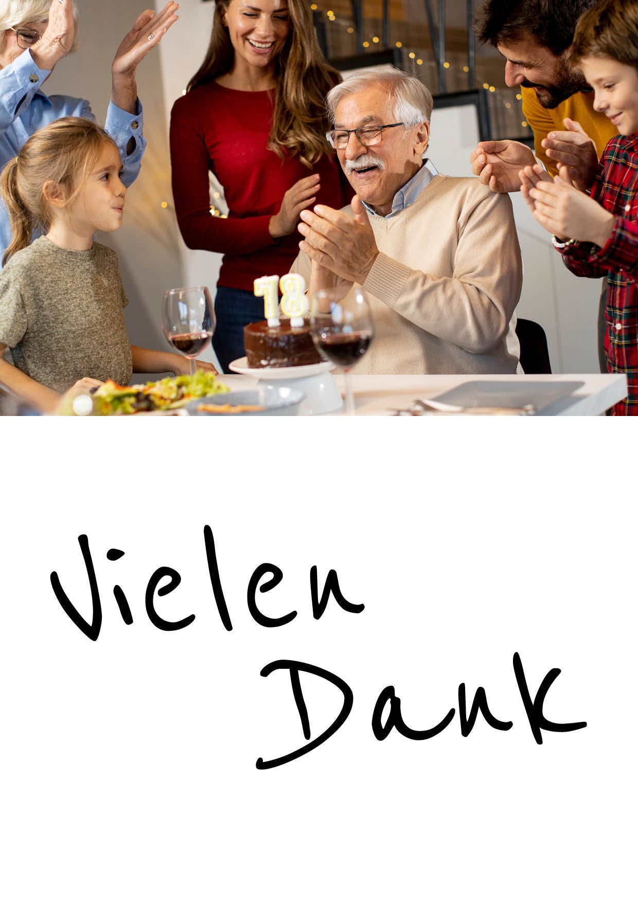 Danksagung Geburtstag: Weiß mit Foto