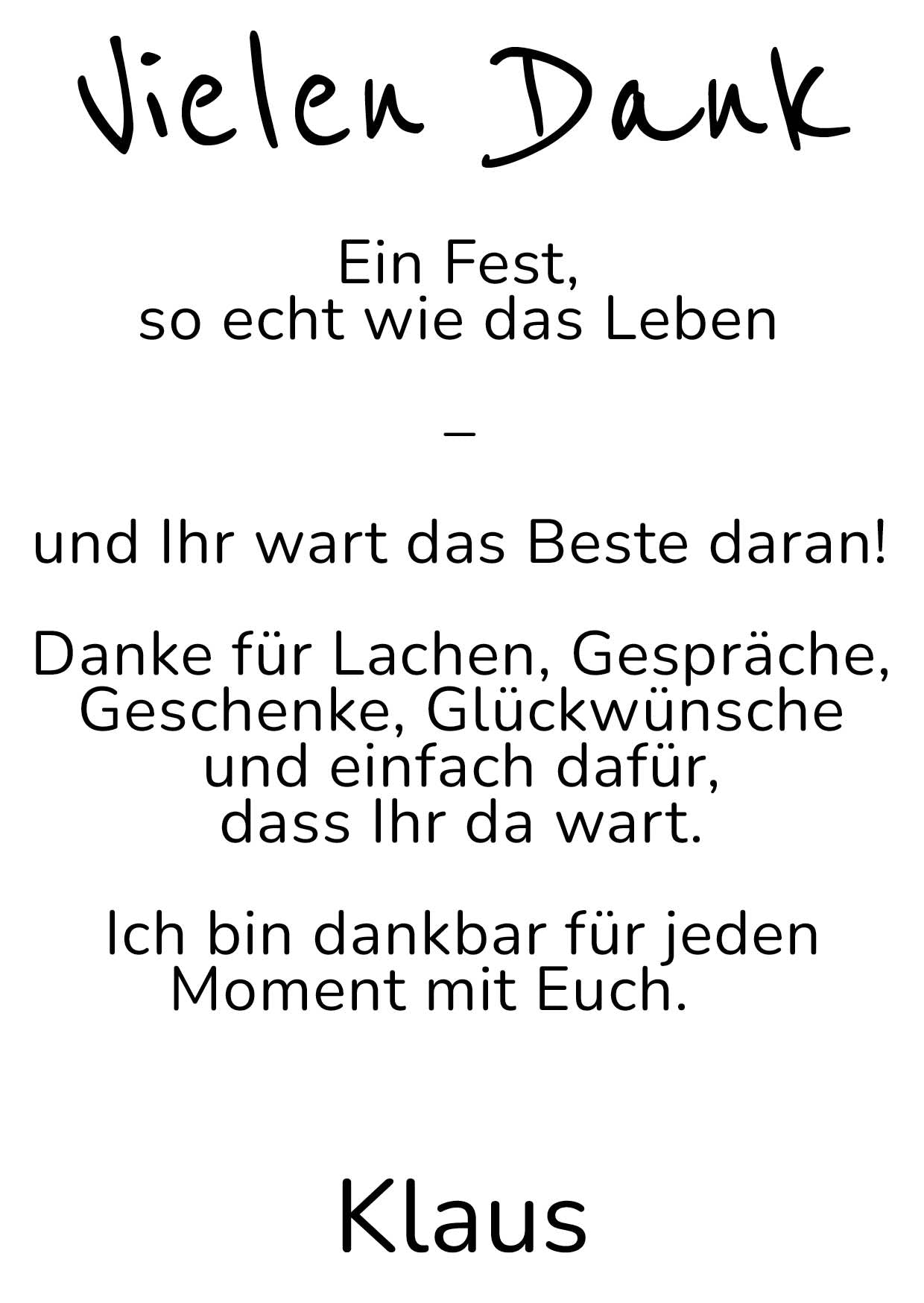 Danksagung Geburtstag: Weiß mit Foto